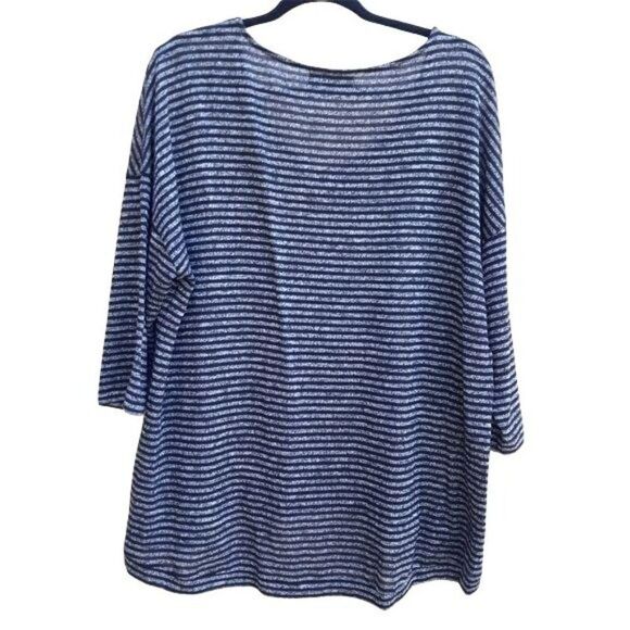 a.n.a Casual Lightweight Knit Scoop Neck Tunic Top Striped Gray Black Sz 1X - Picture 7 of 12